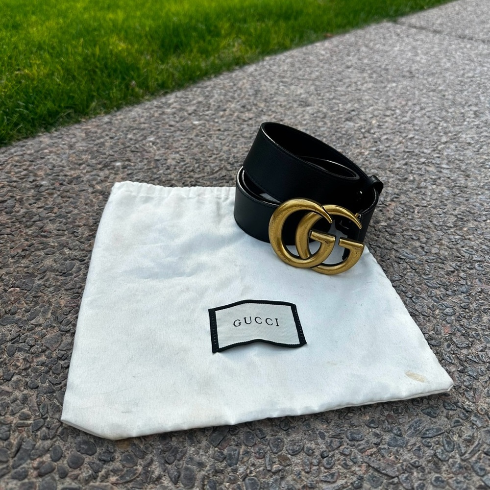 Gucci Black Belt with Gold Buckle